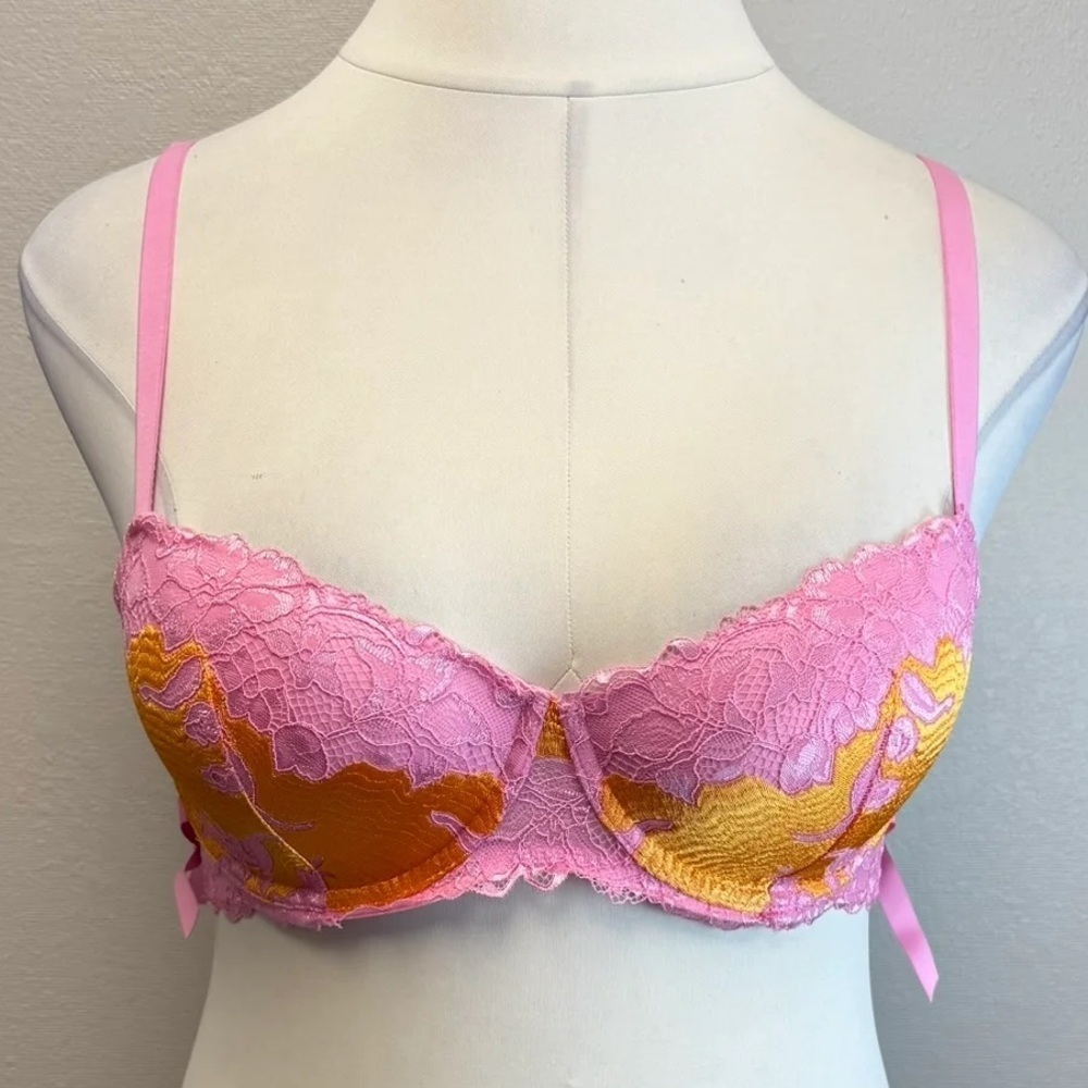 Savage X Fenty Lace'd Up Padded Low Balconette Bra - New - Size 36DDD